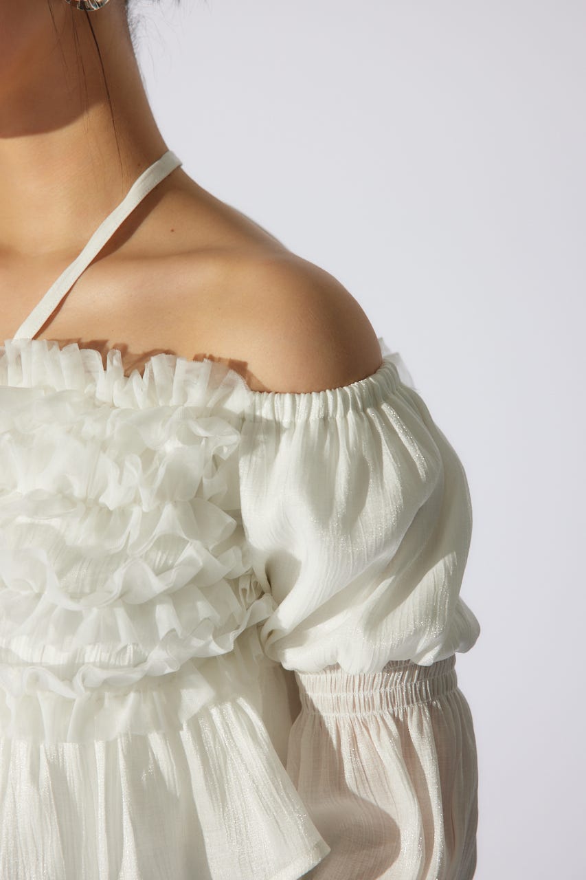 【岡崎紗絵さん着用アイテム】フリルオフショルブラウス WHT FREE