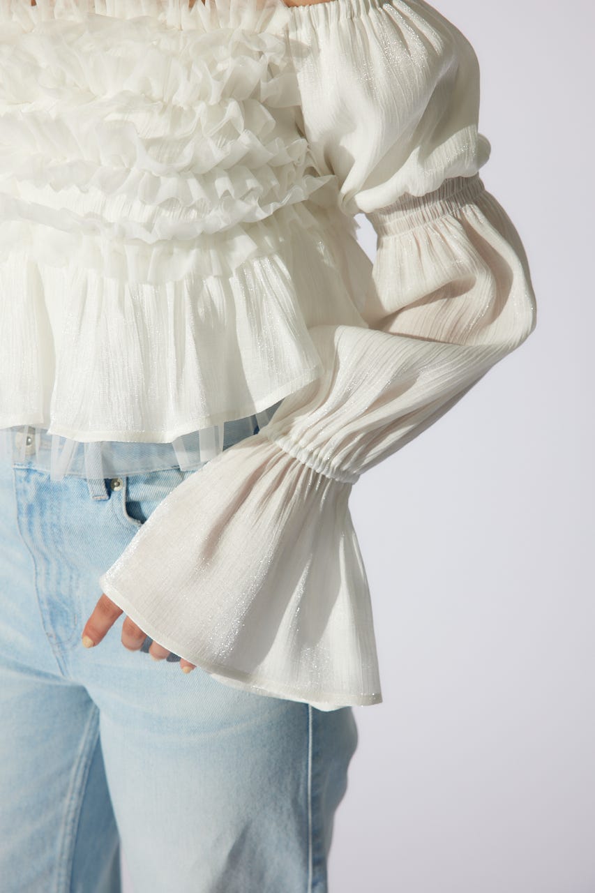 【岡崎紗絵さん着用アイテム】フリルオフショルブラウス WHT FREE