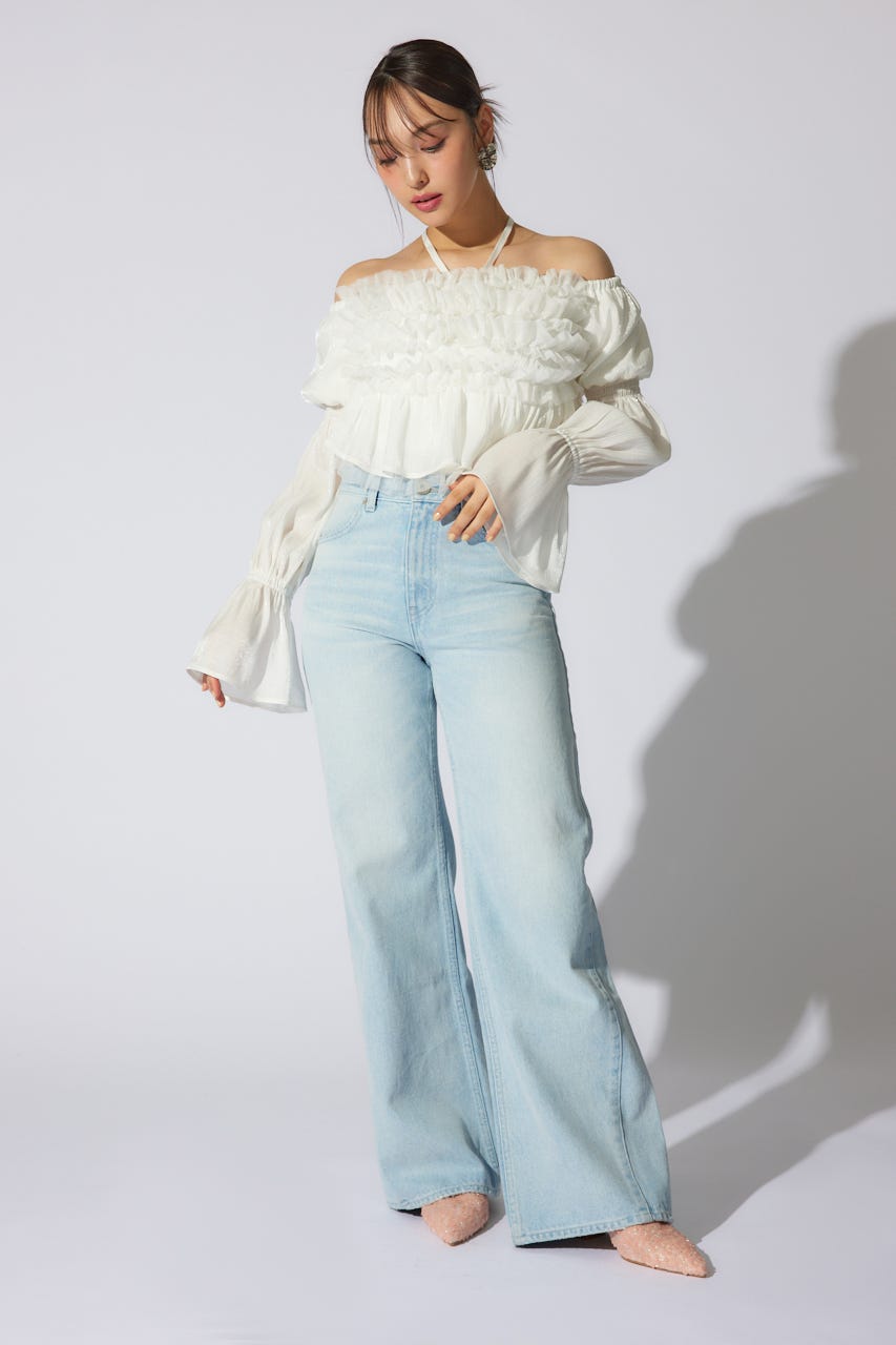 【岡崎紗絵さん着用アイテム】フリルオフショルブラウス WHT FREE