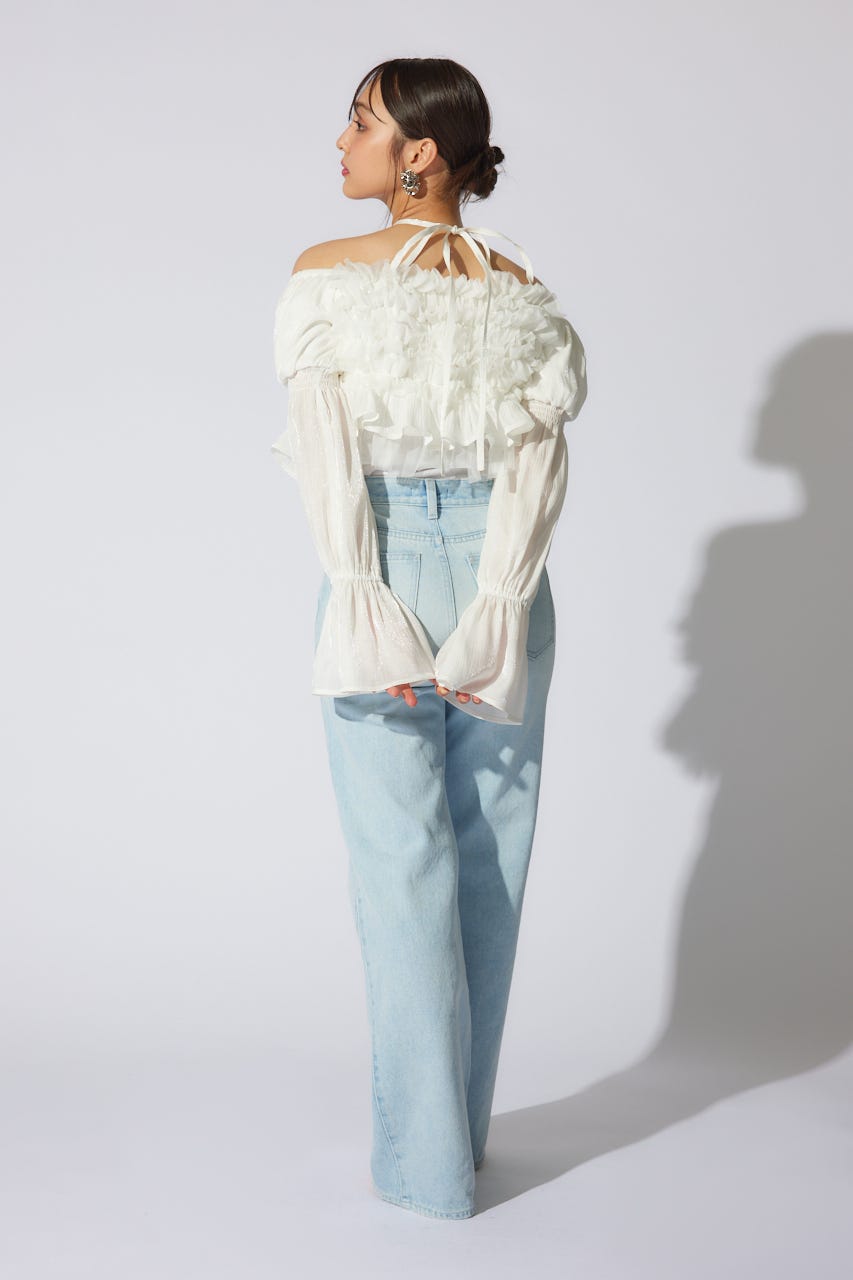 【岡崎紗絵さん着用アイテム】フリルオフショルブラウス WHT FREE