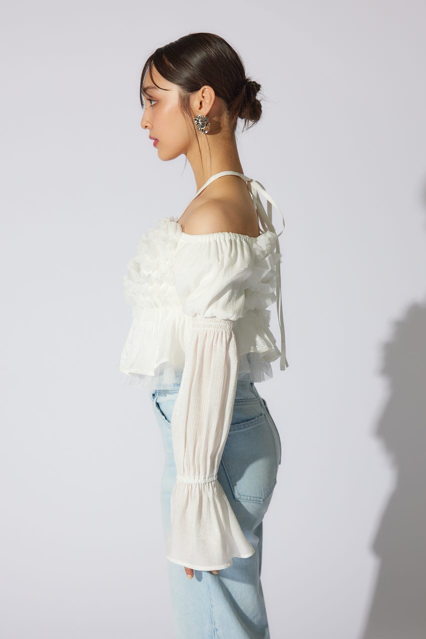 【岡崎紗絵さん着用アイテム】フリルオフショルブラウス WHT FREE