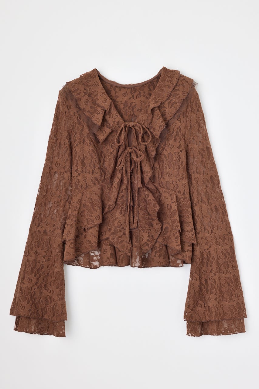 【岡崎紗絵さん着用アイテム】フリルレースブラウス BRN S