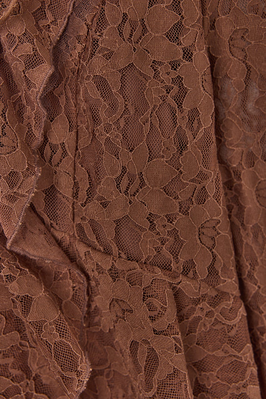 【岡崎紗絵さん着用アイテム】フリルレースブラウス BRN S