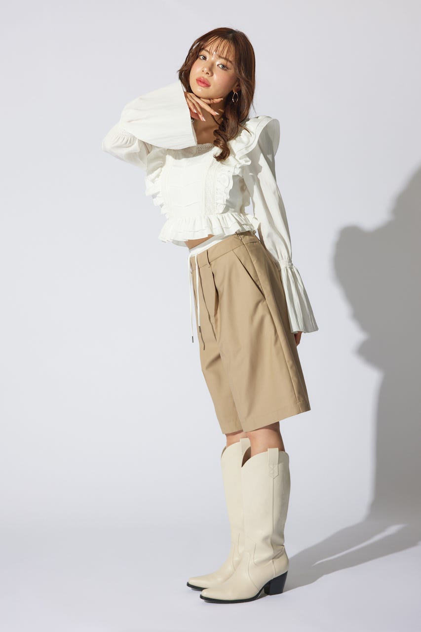 レースラインペプラムブラウス WHT M