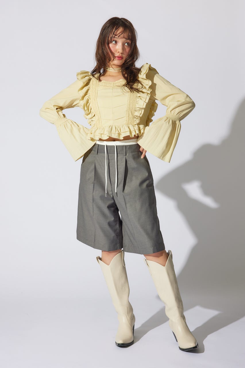 レースラインペプラムブラウス YEL M