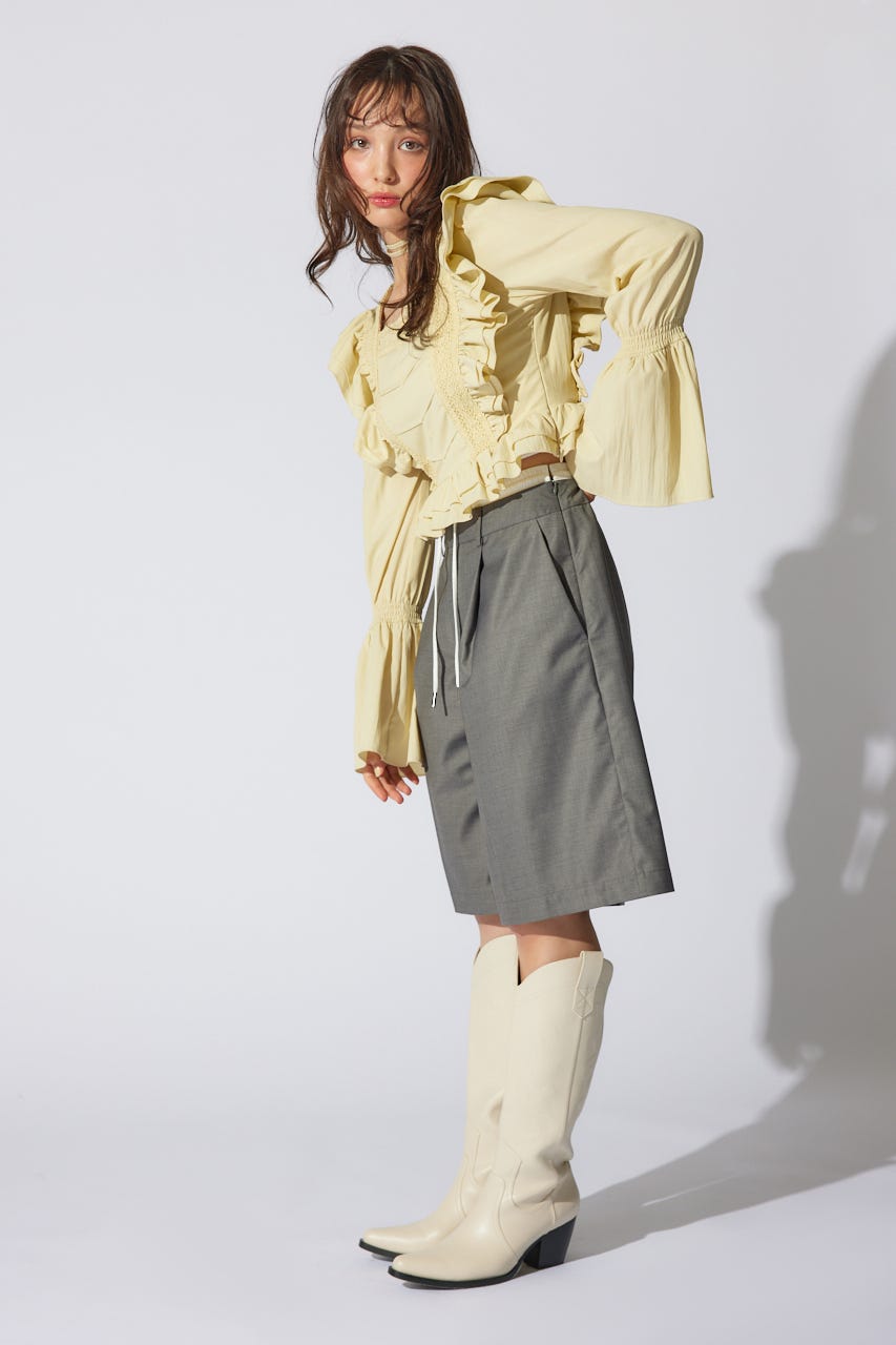 レースラインペプラムブラウス YEL M