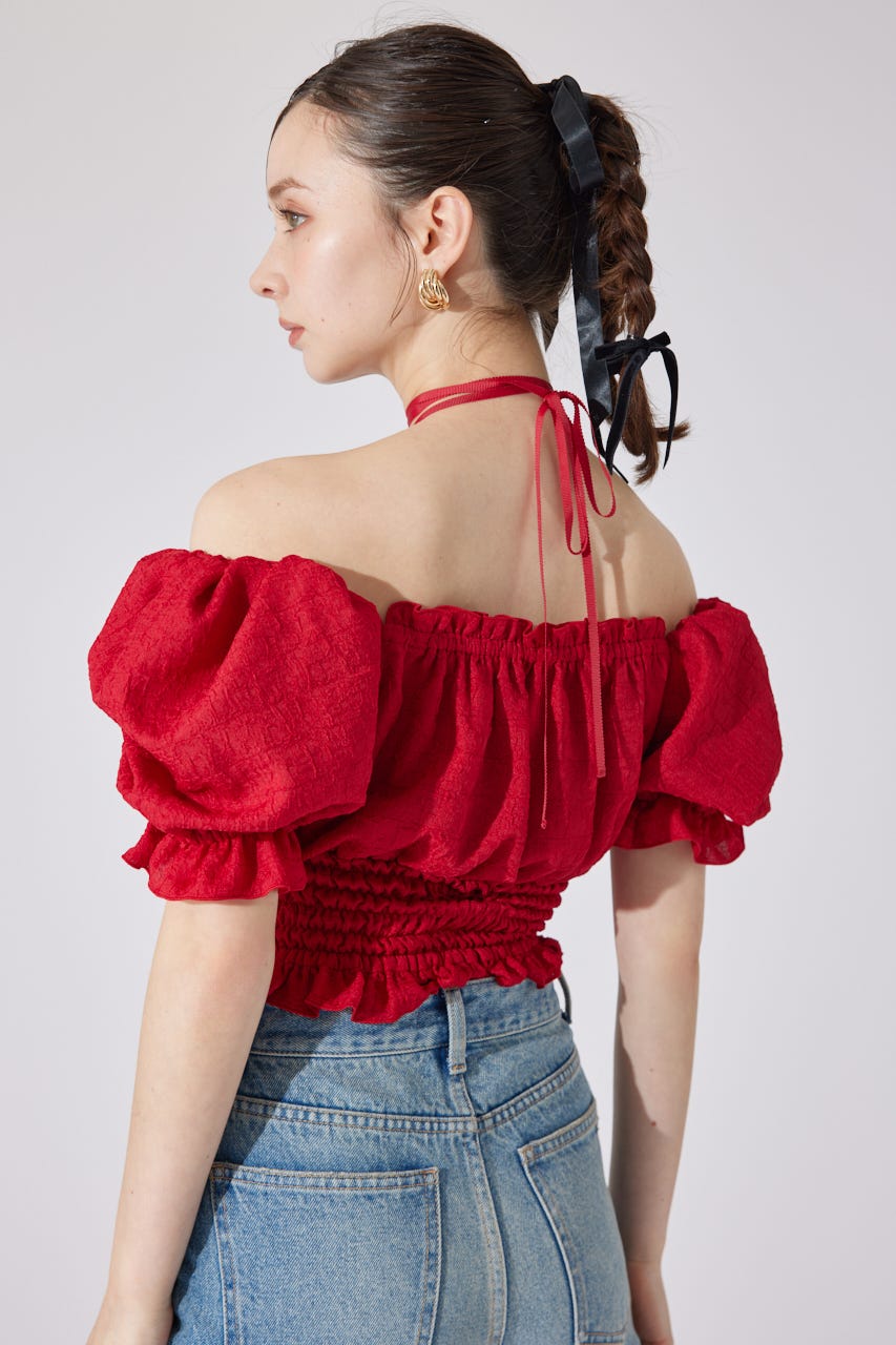 【AKB48 千葉恵里さん着用】メニーウェイシャーリングショートブラウス RED FREE