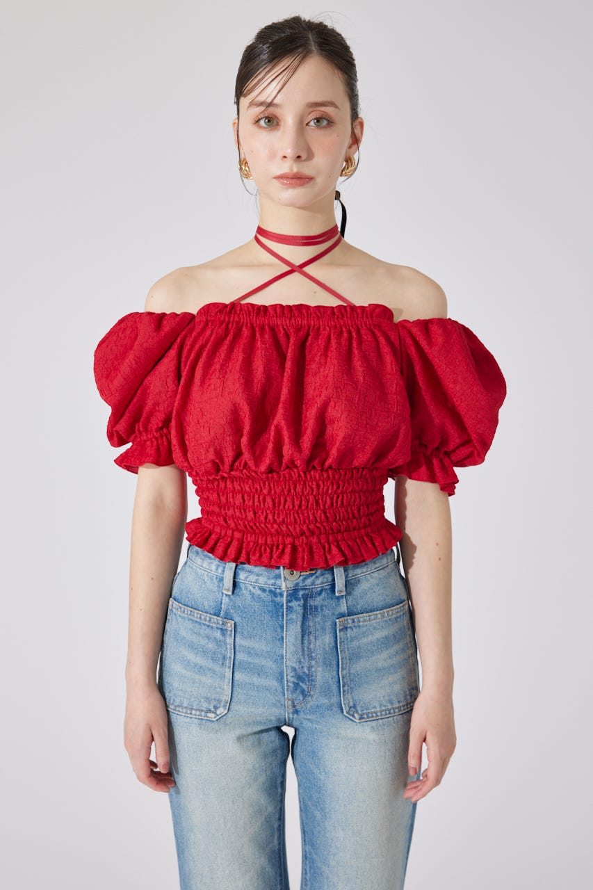 【AKB48 千葉恵里さん着用】メニーウェイシャーリングショートブラウス RED FREE