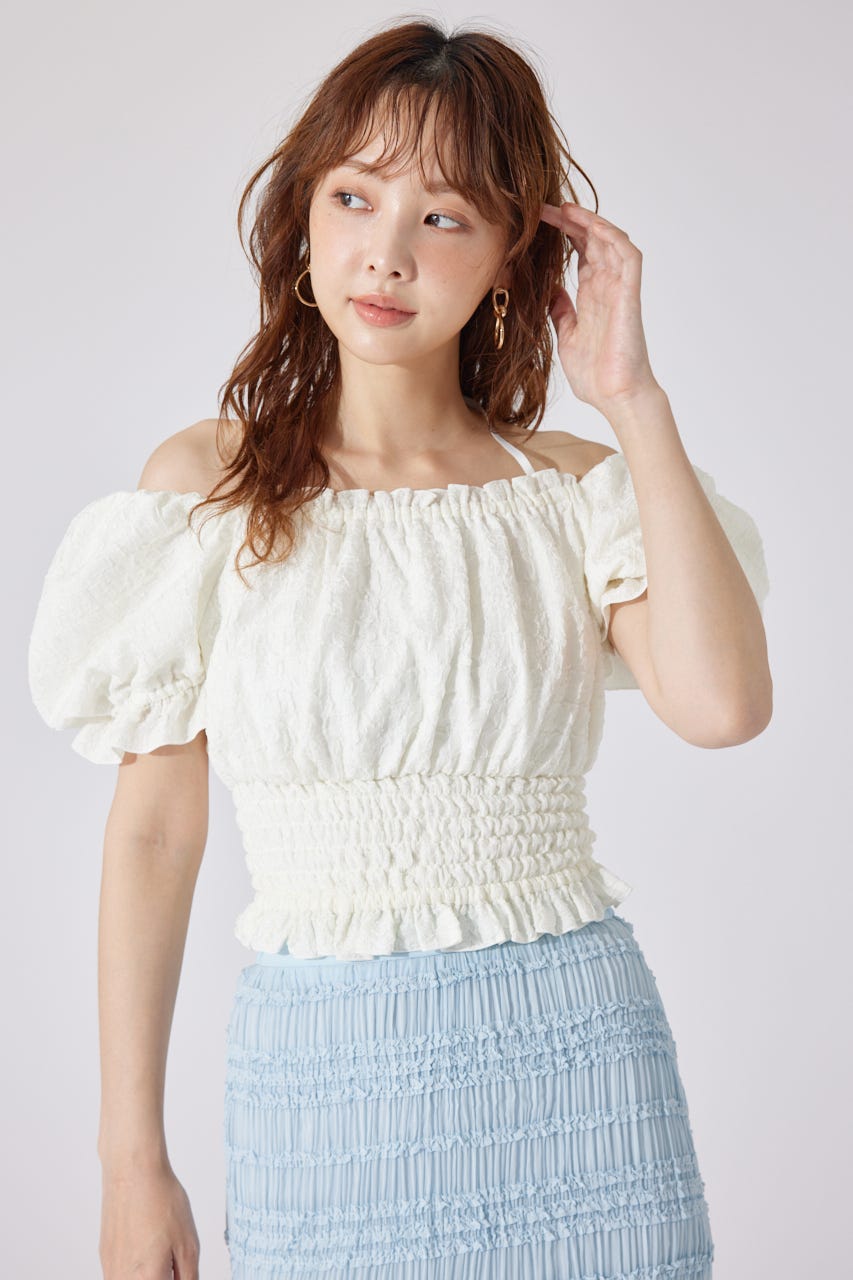 【AKB48 千葉恵里さん着用】メニーウェイシャーリングショートブラウス WHT FREE