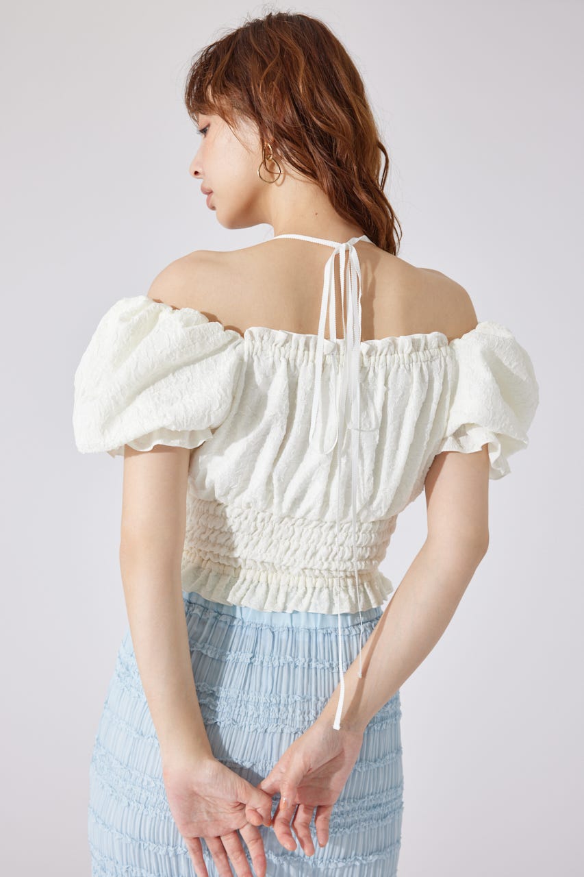 【新品未使用】rienda メニーウェイシャーリングショートブラウス リエンダ rienda メニーウェイシャーリングショートブラウス