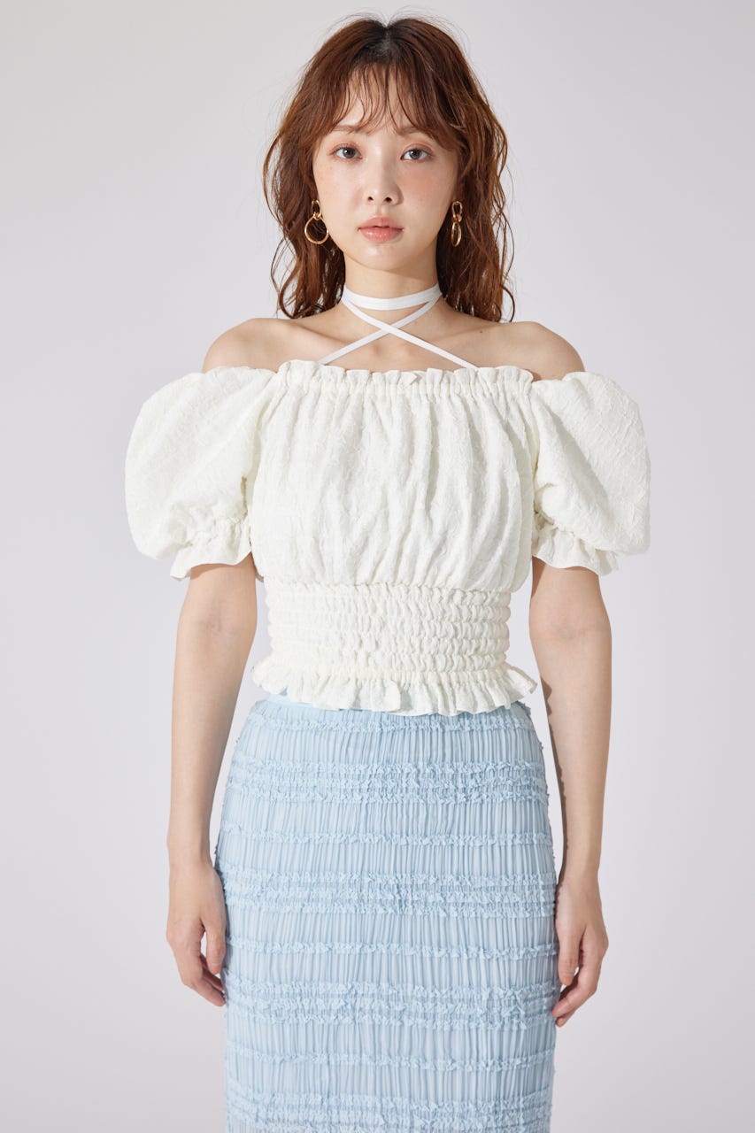 【AKB48 千葉恵里さん着用】メニーウェイシャーリングショートブラウス WHT FREE