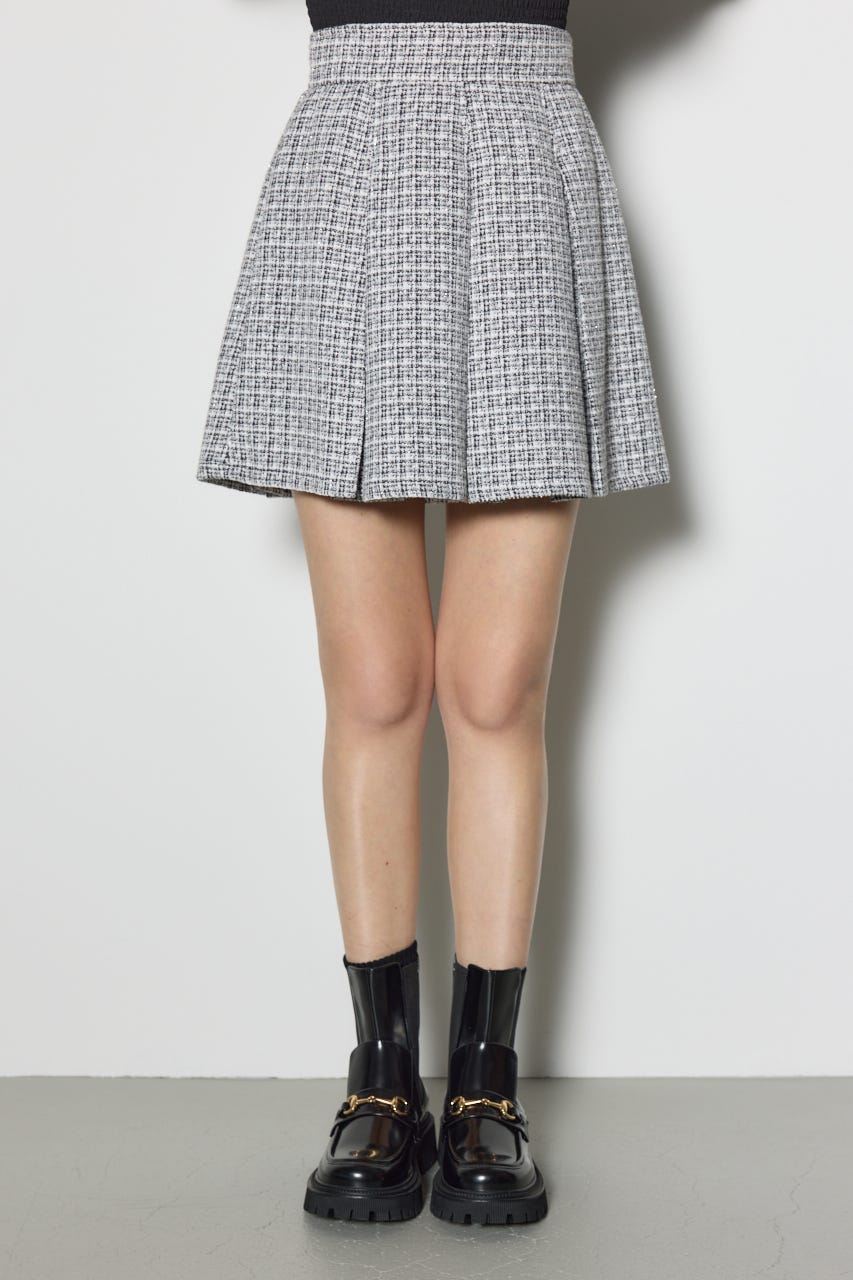 ハイウエストツイードスコートショートパンツ BLK M