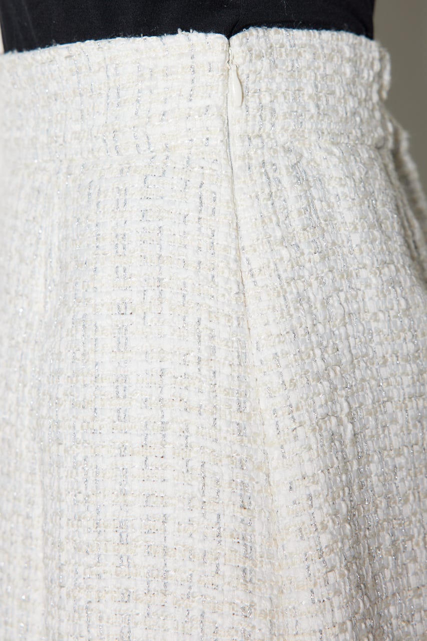 ハイウエストツイードスコートショートパンツ WHT S