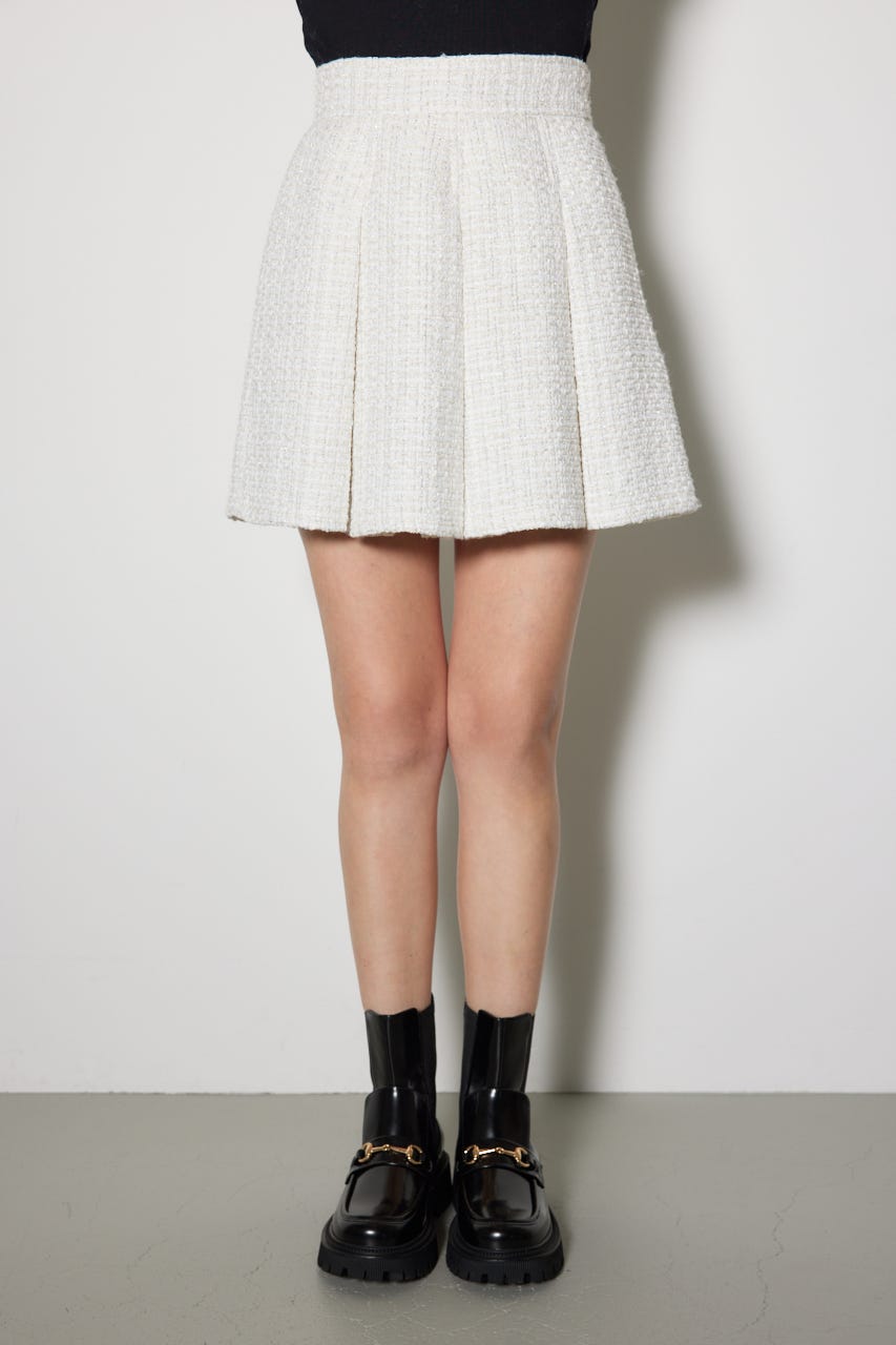 ハイウエストツイードスコートショートパンツ WHT S