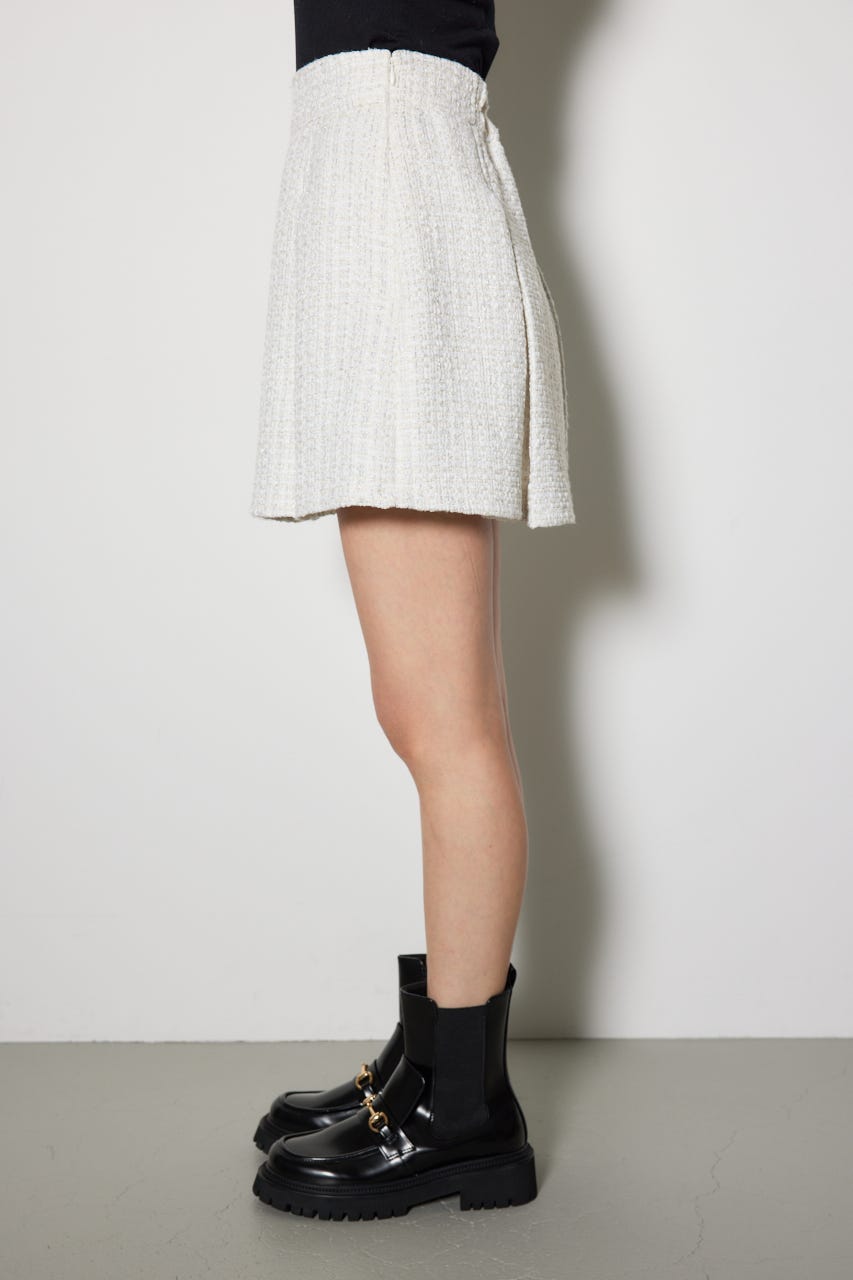 ハイウエストツイードスコートショートパンツ WHT S