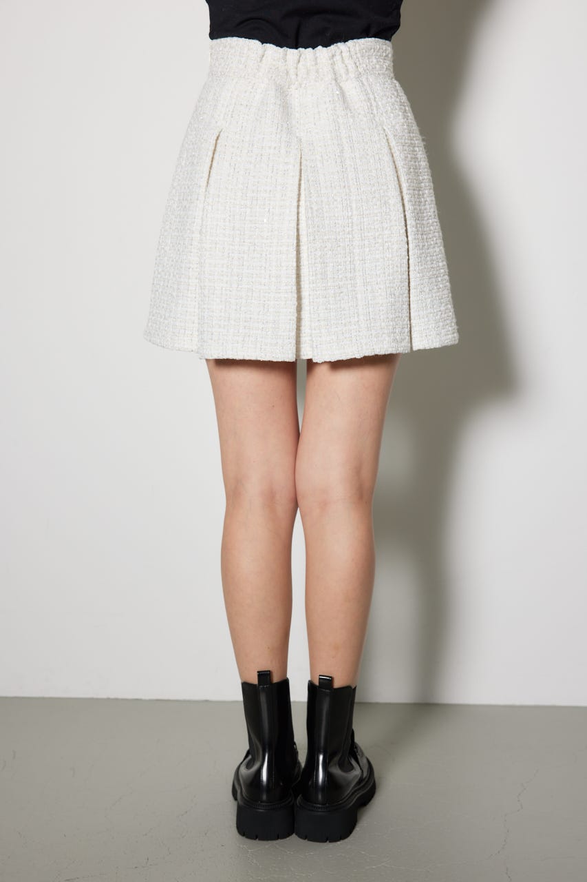 ハイウエストツイードスコートショートパンツ WHT S