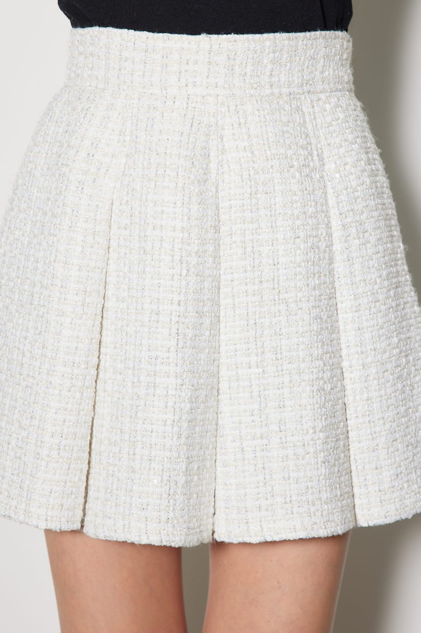 ハイウエストツイードスコートショートパンツ WHT S