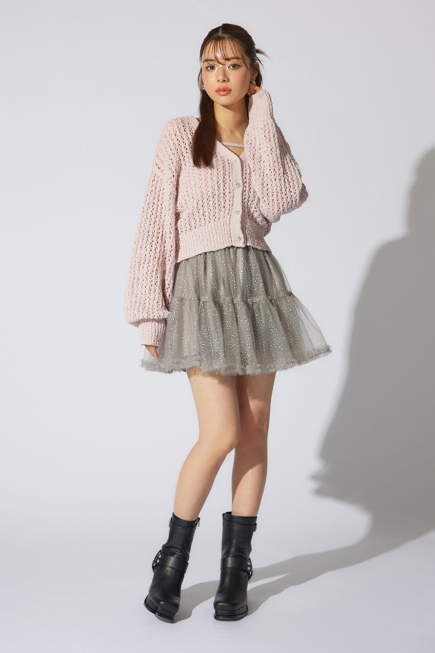 【岡崎紗絵さん着用アイテム】ボリュームチュールミニスコートショートパンツ GRY S