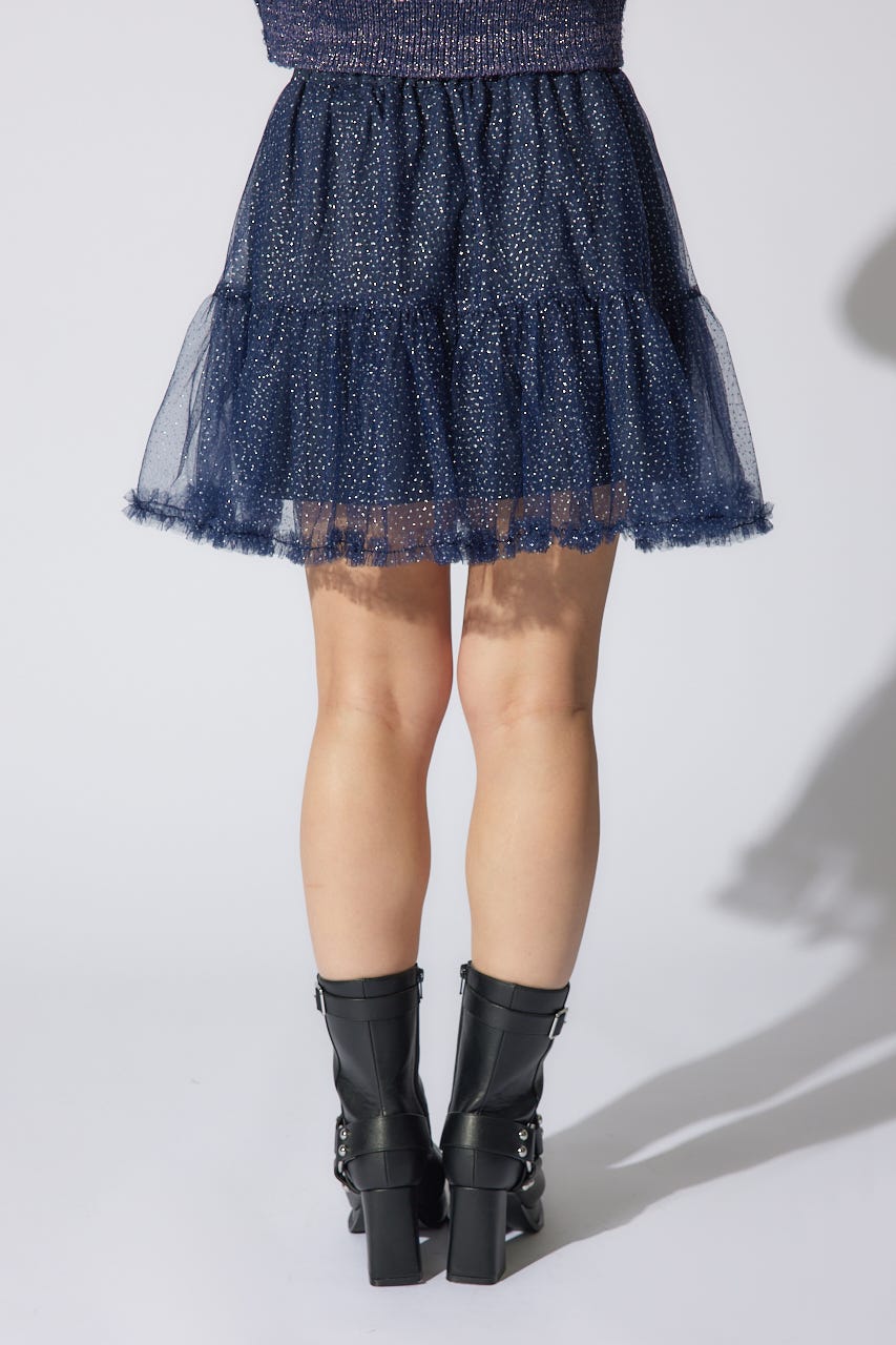 【岡崎紗絵さん着用アイテム】ボリュームチュールミニスコートショートパンツ NVY M