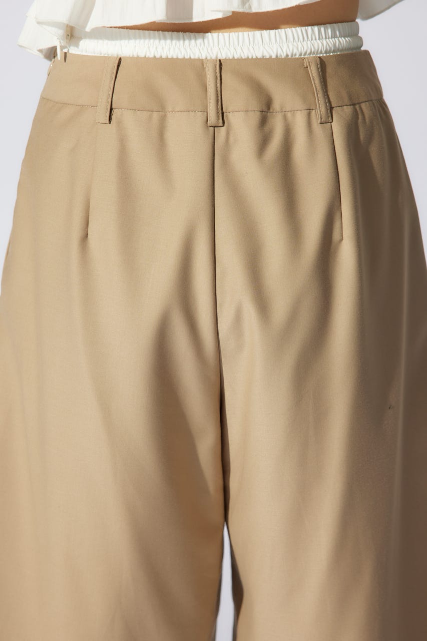 レイヤードパターンジャストウエストハーフパンツ BEG S