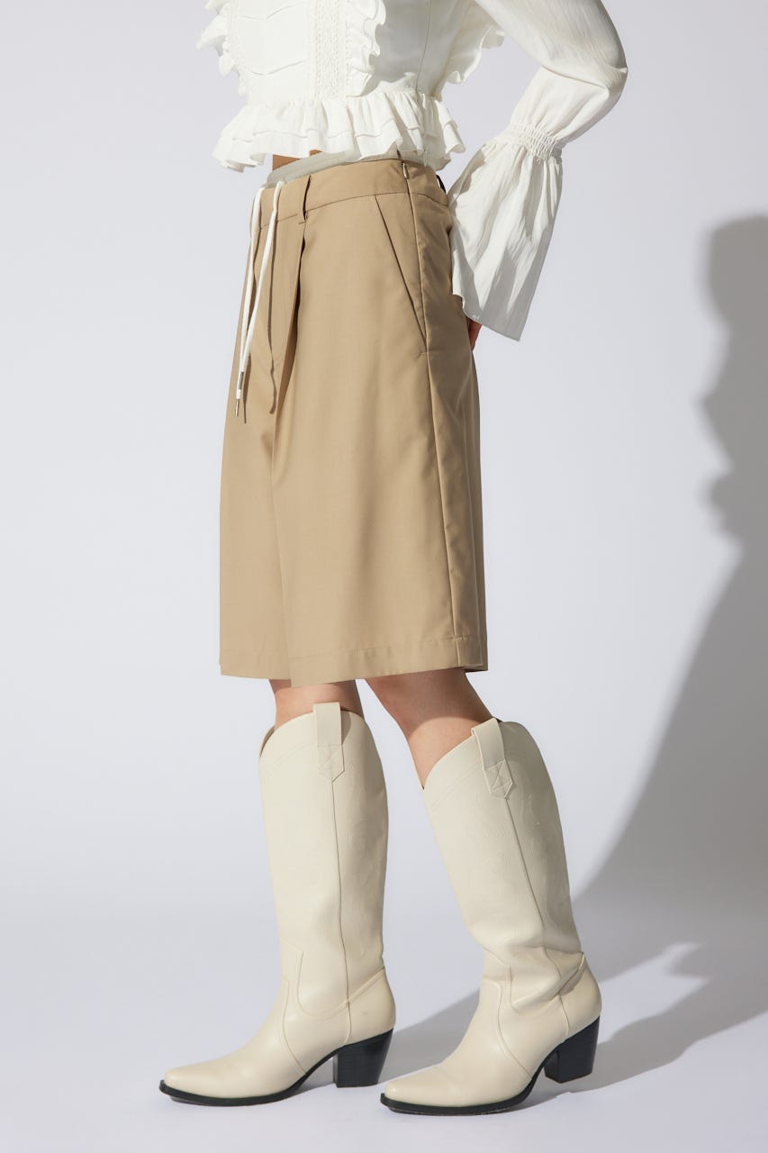 レイヤードパターンジャストウエストハーフパンツ BEG S