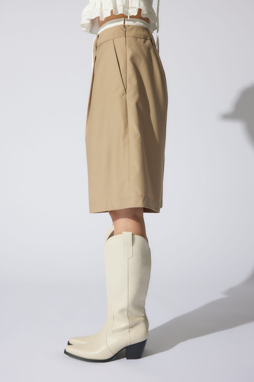 レイヤードパターンジャストウエストハーフパンツ BEG S