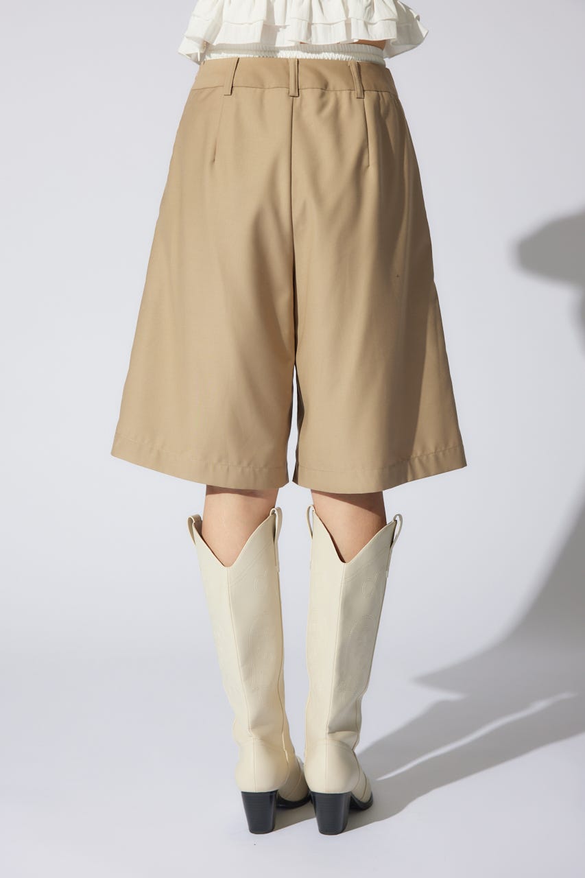 レイヤードパターンジャストウエストハーフパンツ BEG S