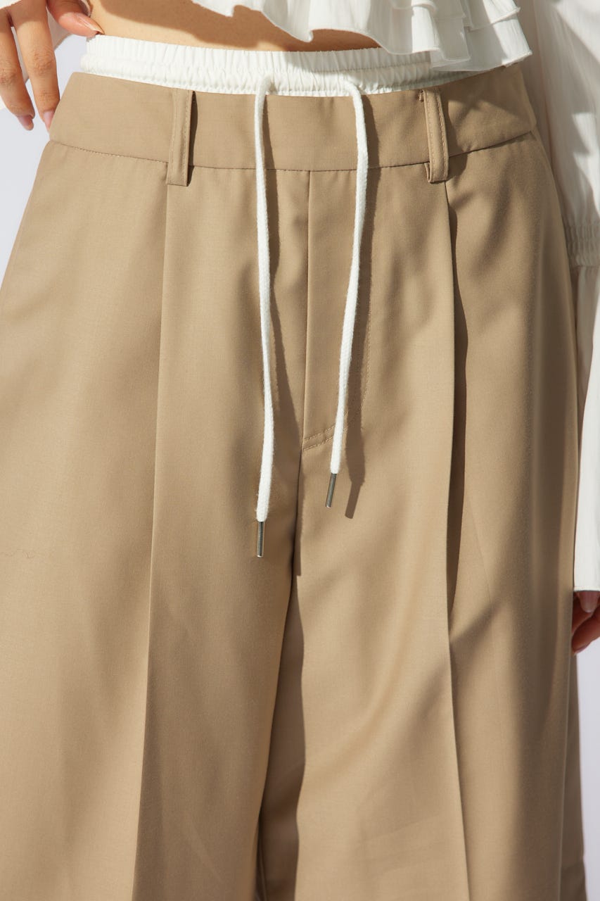 レイヤードパターンジャストウエストハーフパンツ BEG S