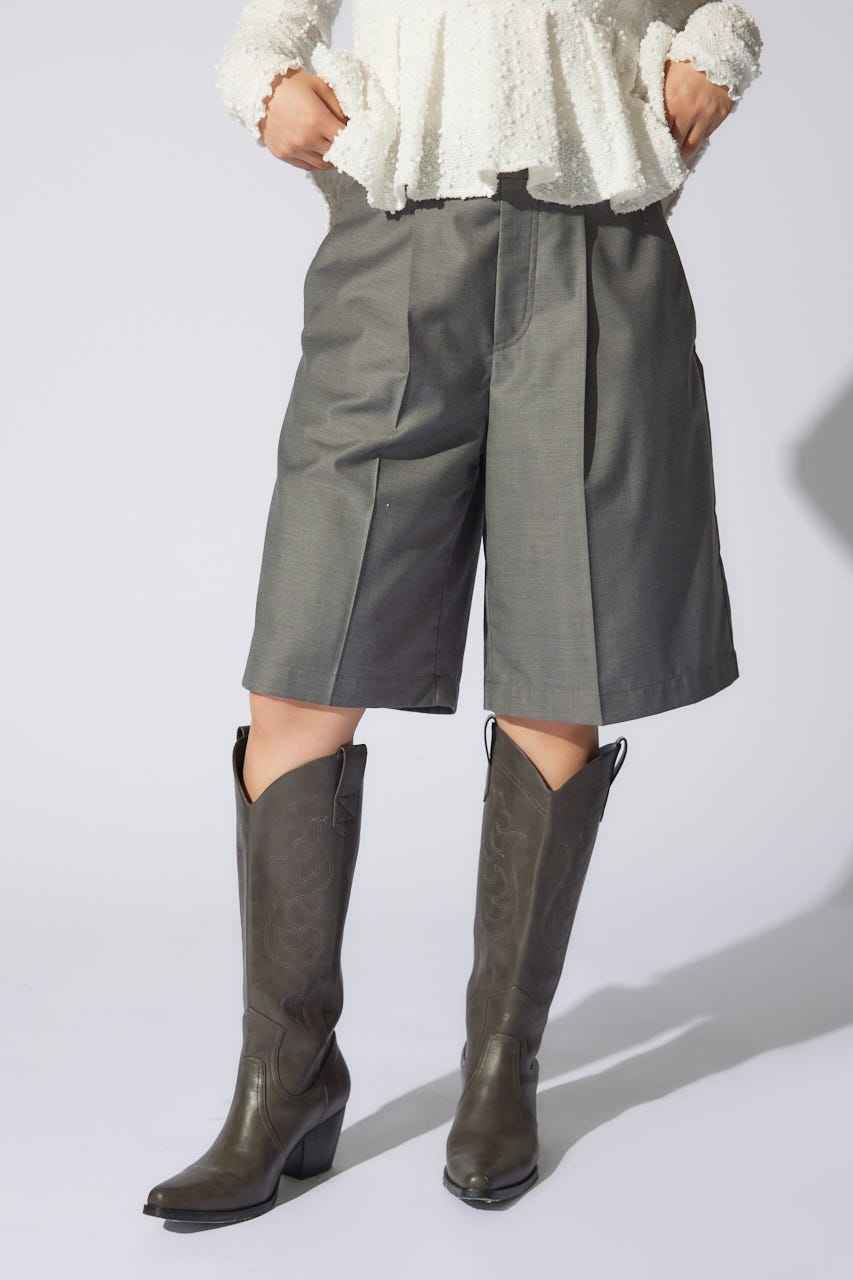 レイヤードパターンジャストウエストハーフパンツ GRY M