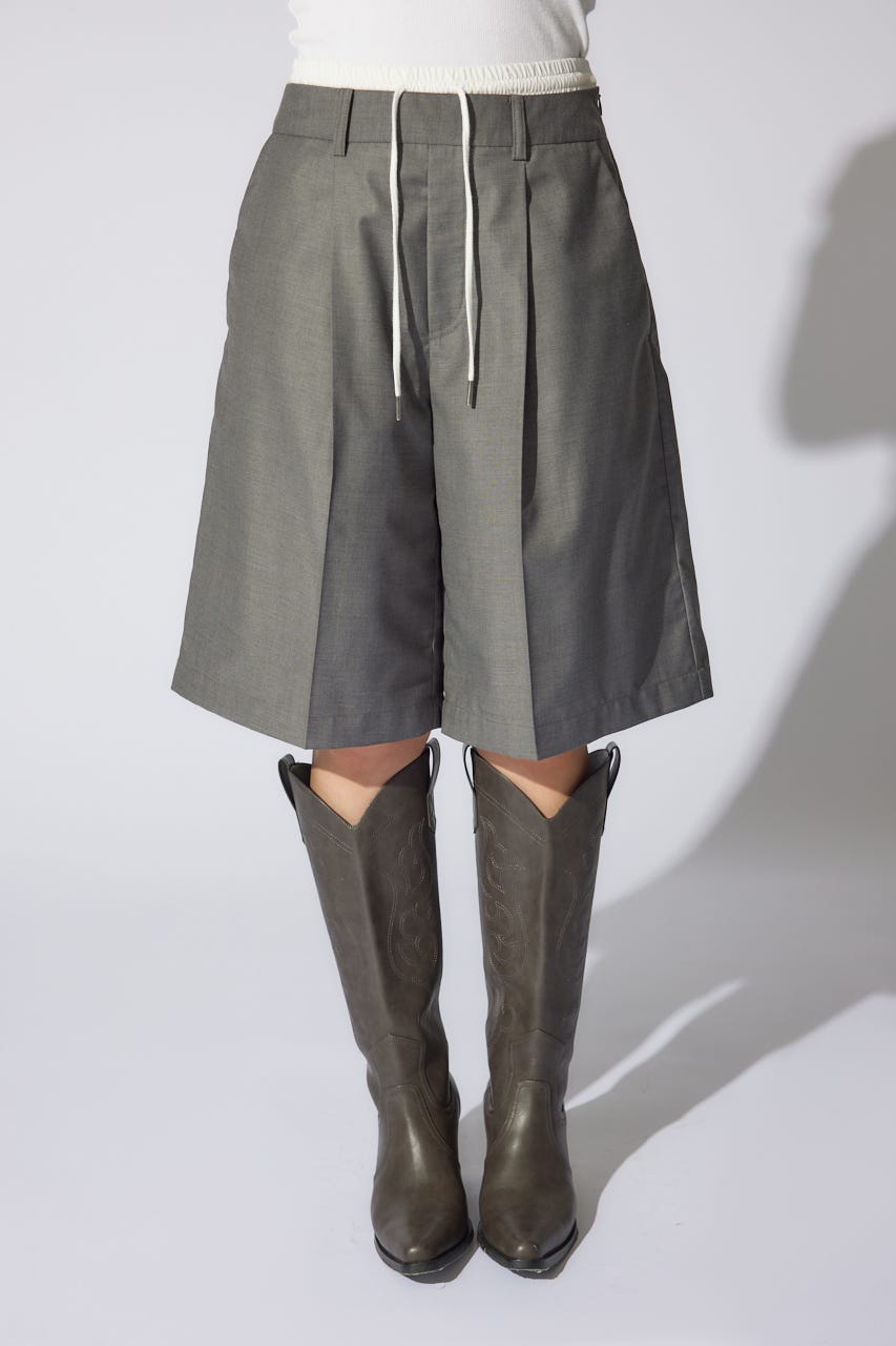 レイヤードパターンジャストウエストハーフパンツ GRY M