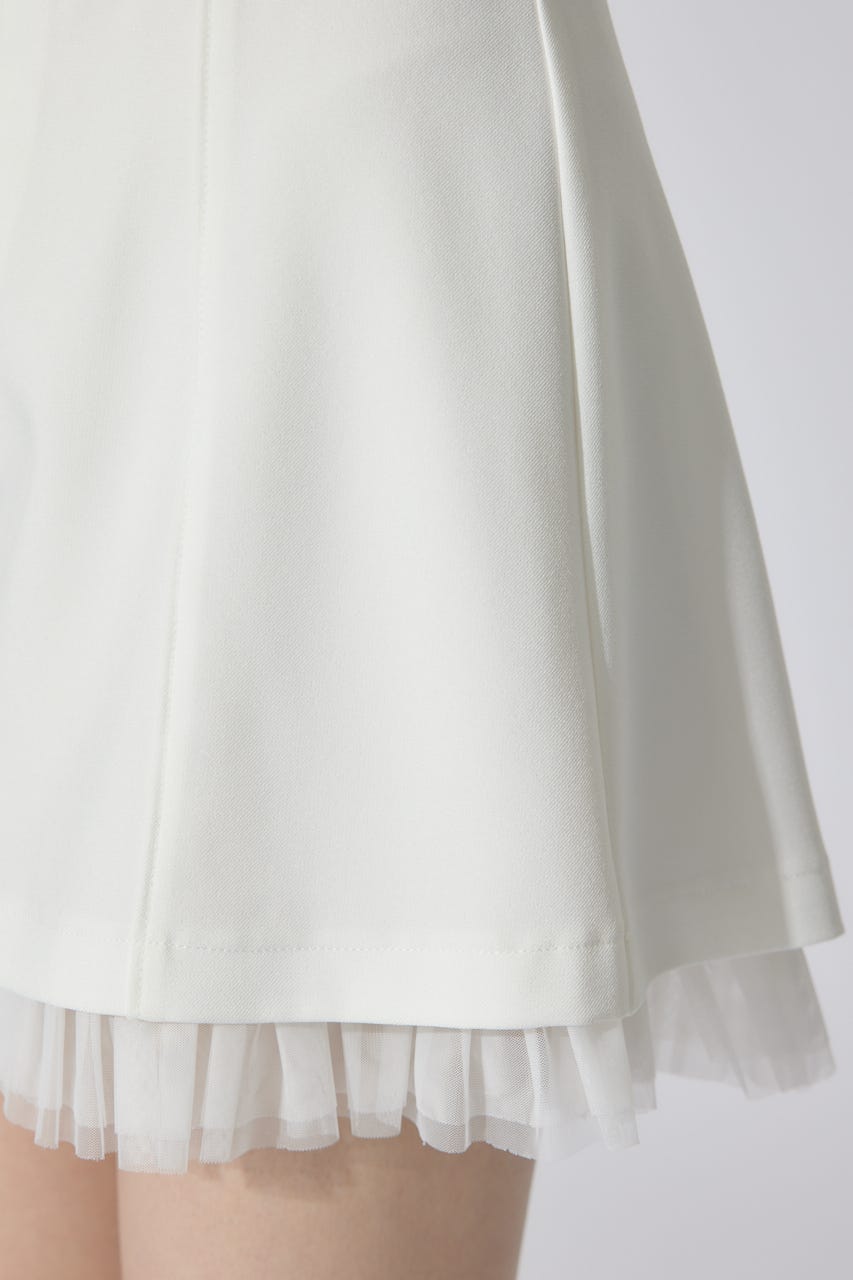 チュールレイヤードジャストウエストスコートショートパンツ WHT XS