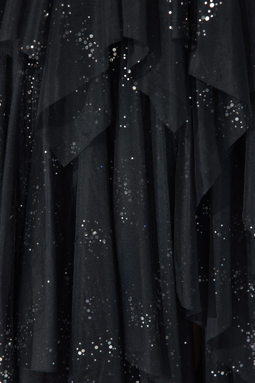 ニュアンスランダムチュールジャストウエストスカート BLK M