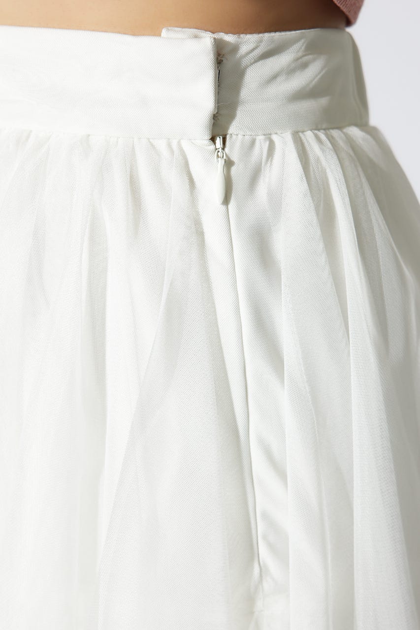 ニュアンスランダムチュールジャストウエストスカート WHT S