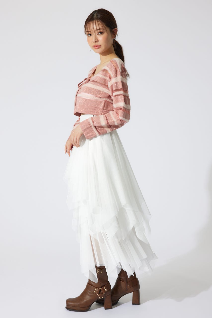 ニュアンスランダムチュールジャストウエストスカート WHT S