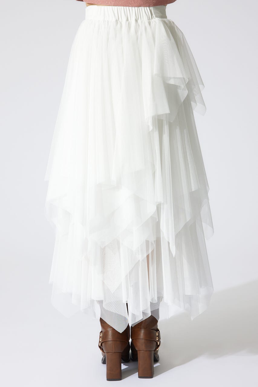 ニュアンスランダムチュールジャストウエストスカート WHT S