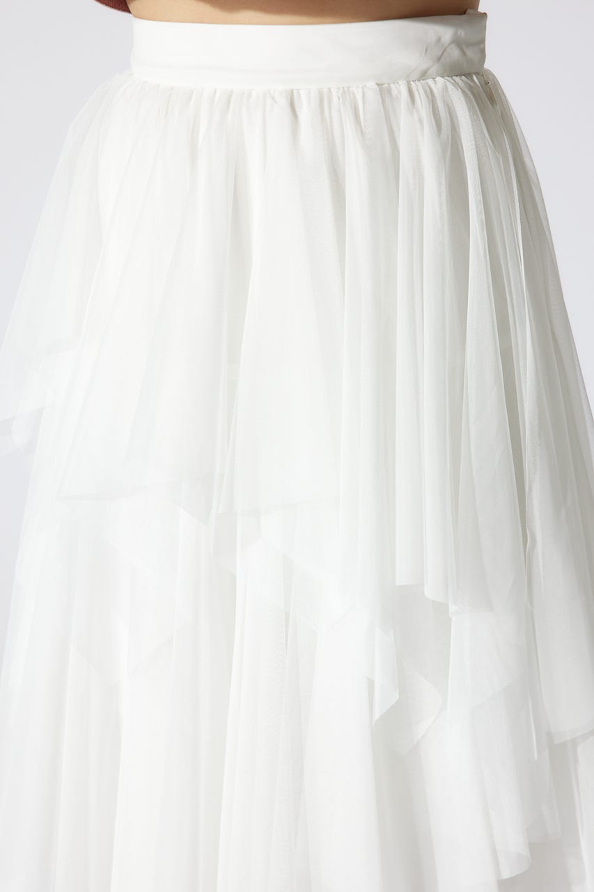 ニュアンスランダムチュールジャストウエストスカート WHT S