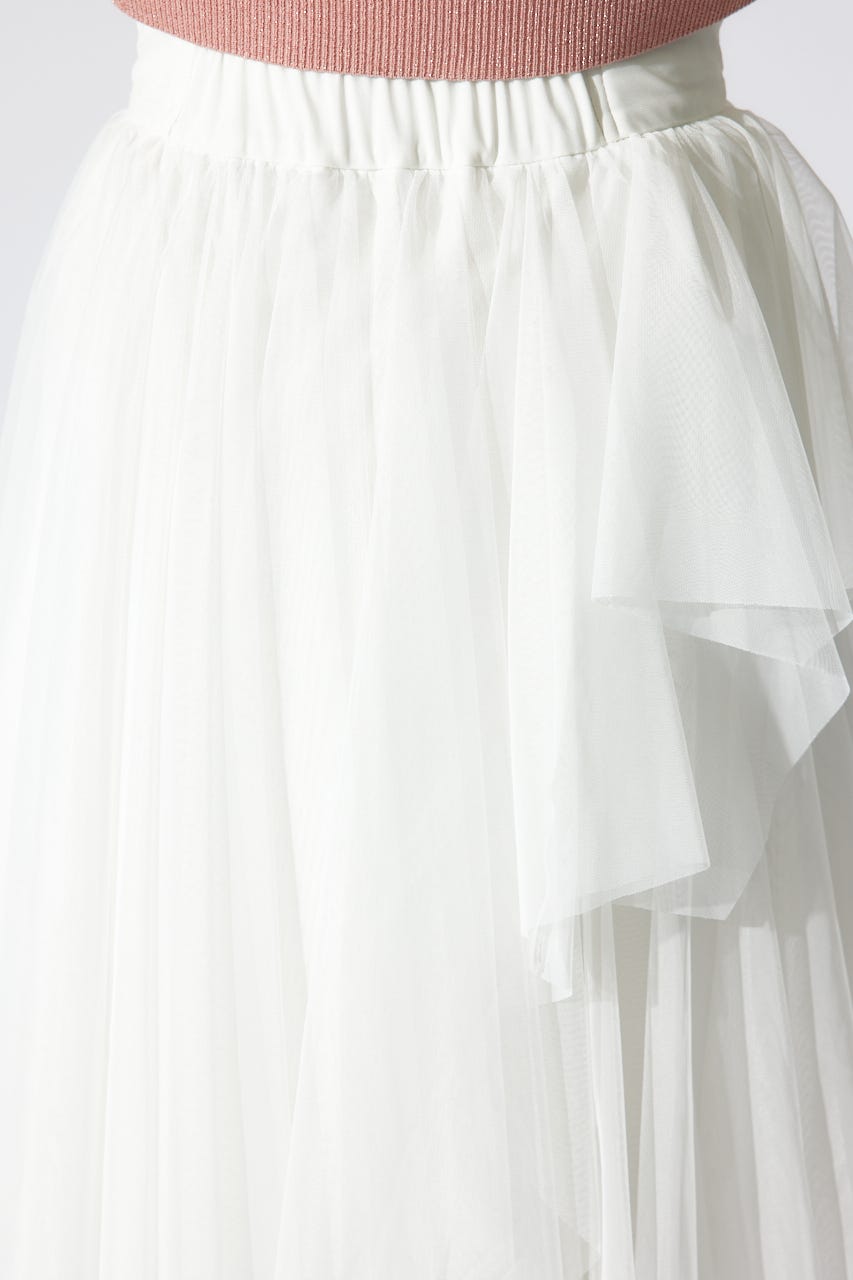 ニュアンスランダムチュールジャストウエストスカート WHT S