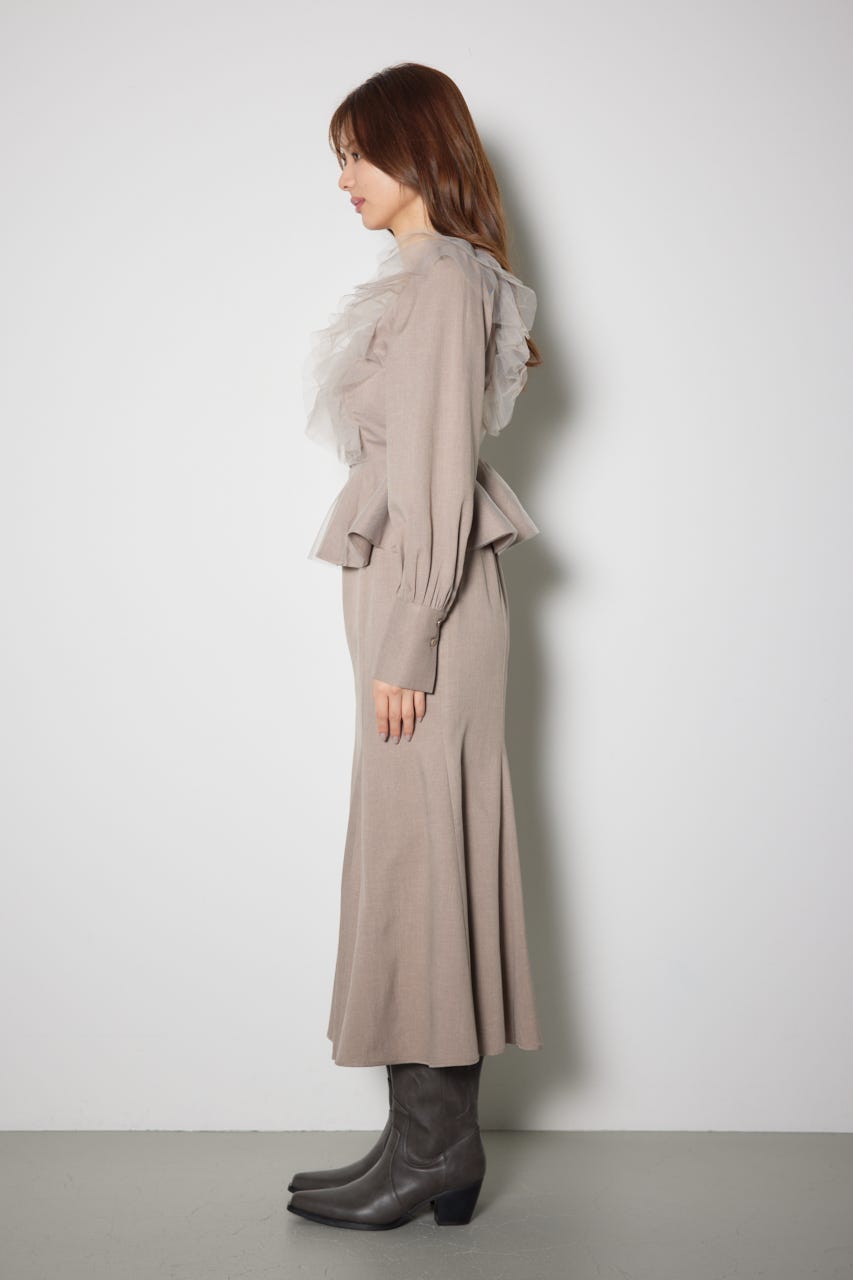 チュールドッキングマーメイドワンピース BEG M