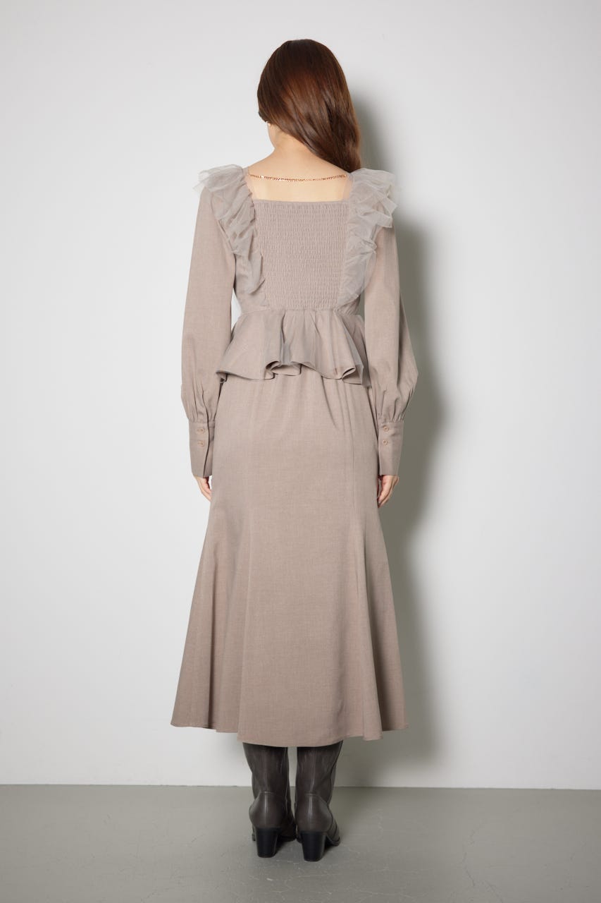 チュールドッキングマーメイドワンピース BEG M