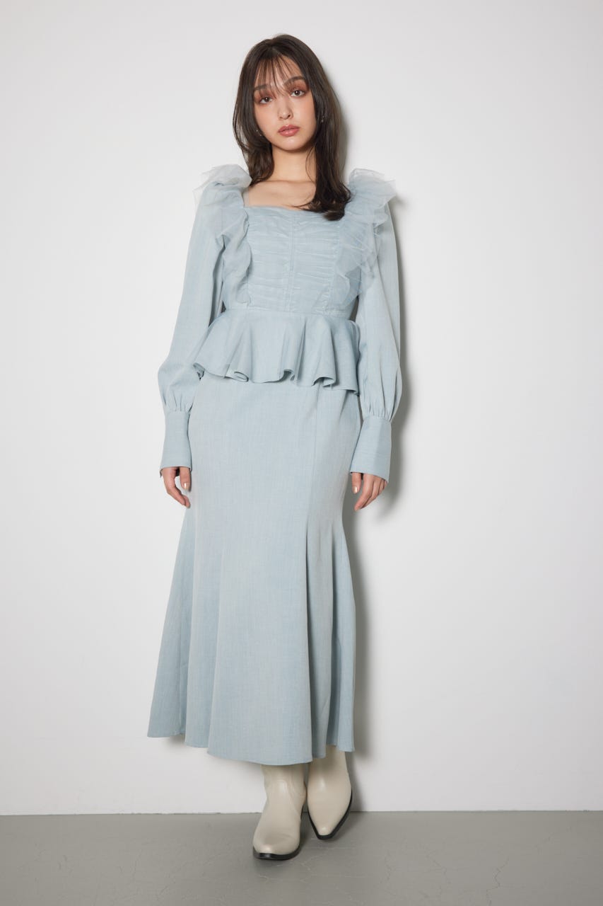 チュールドッキングマーメイドワンピース BLU M