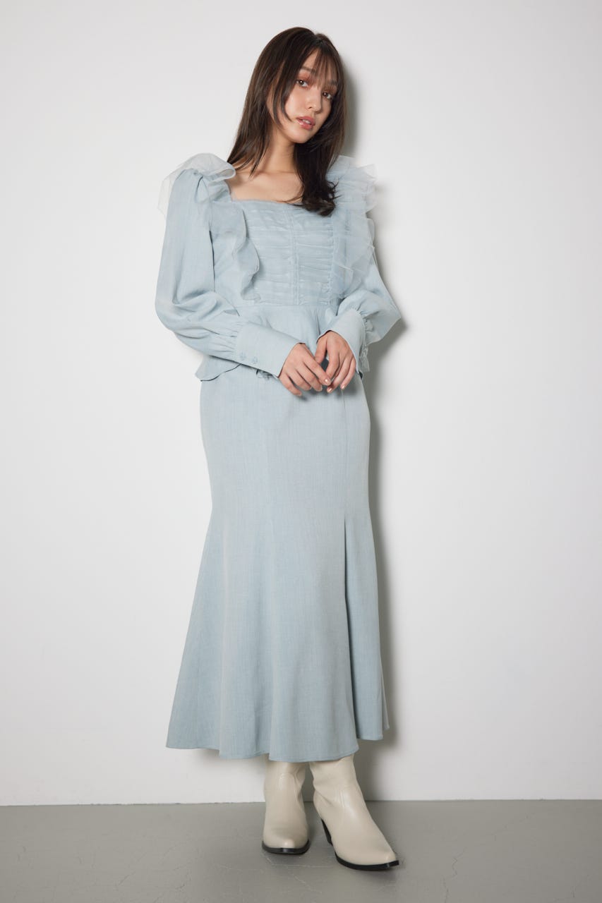 チュールドッキングマーメイドワンピース BLU M