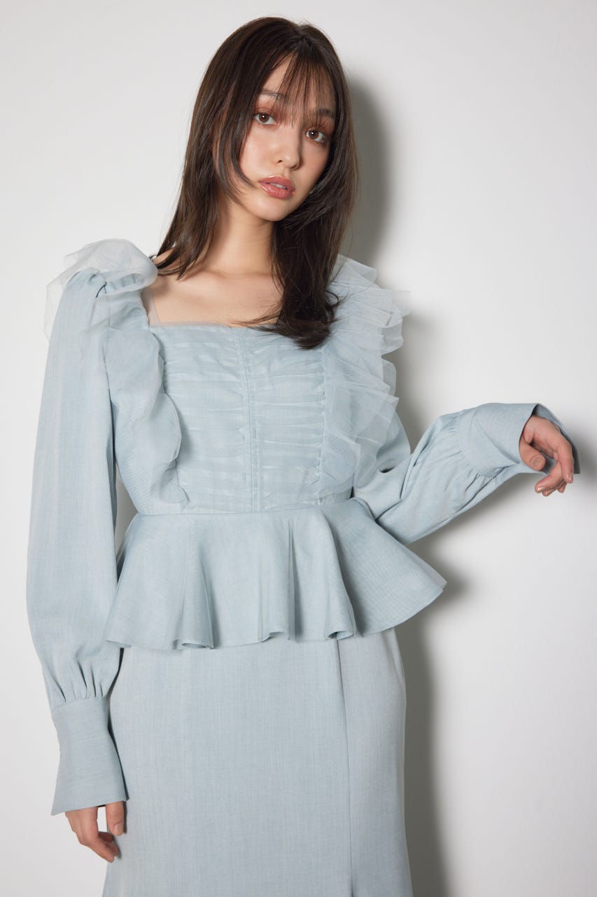 チュールドッキングマーメイドワンピース BLU M