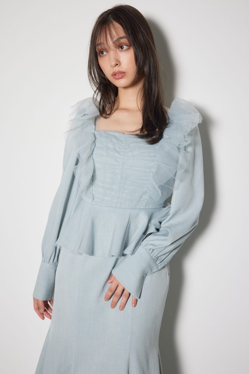 チュールドッキングマーメイドワンピース BLU M