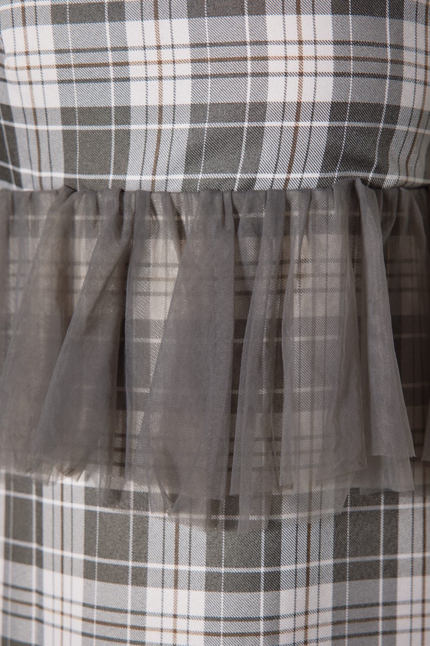 ペプラムマーメイドチェックキャミワンピース 柄KHA M