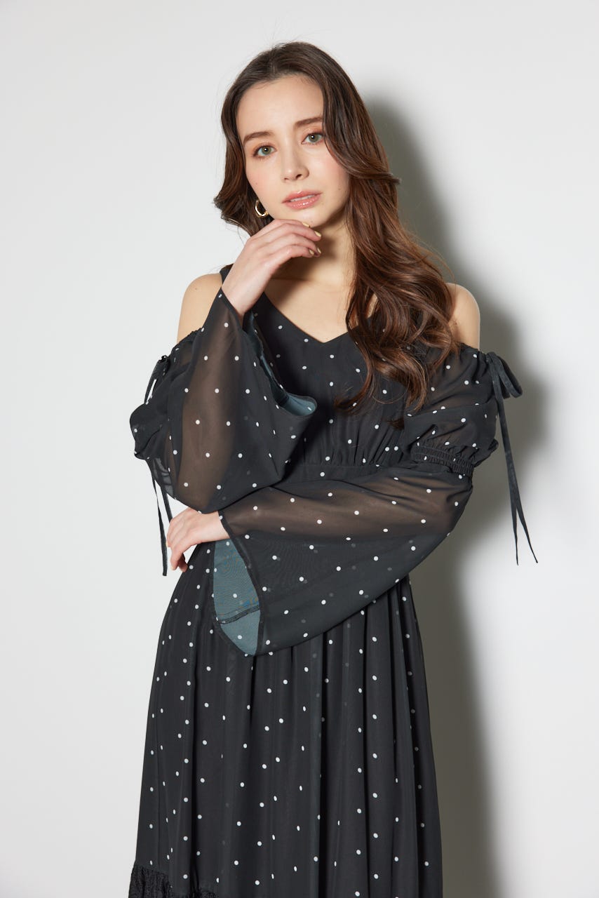 2WAYレースドッキングフレアワンピース BLK M