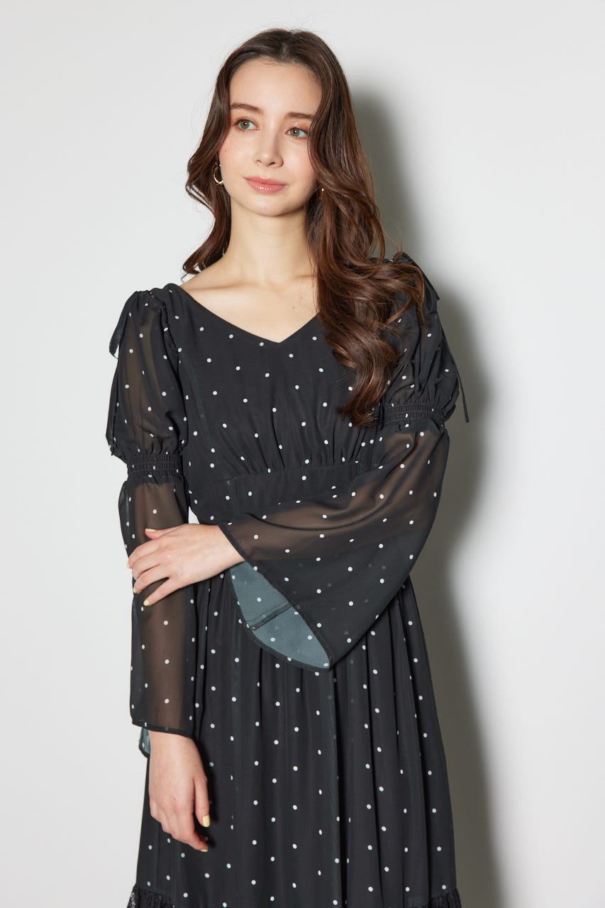 2WAYレースドッキングフレアワンピース BLK M