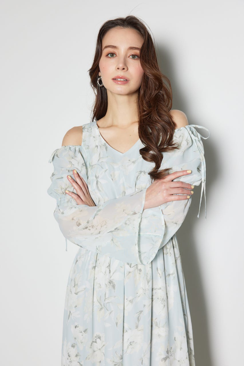 2WAYレースドッキングフレアワンピース BLU S