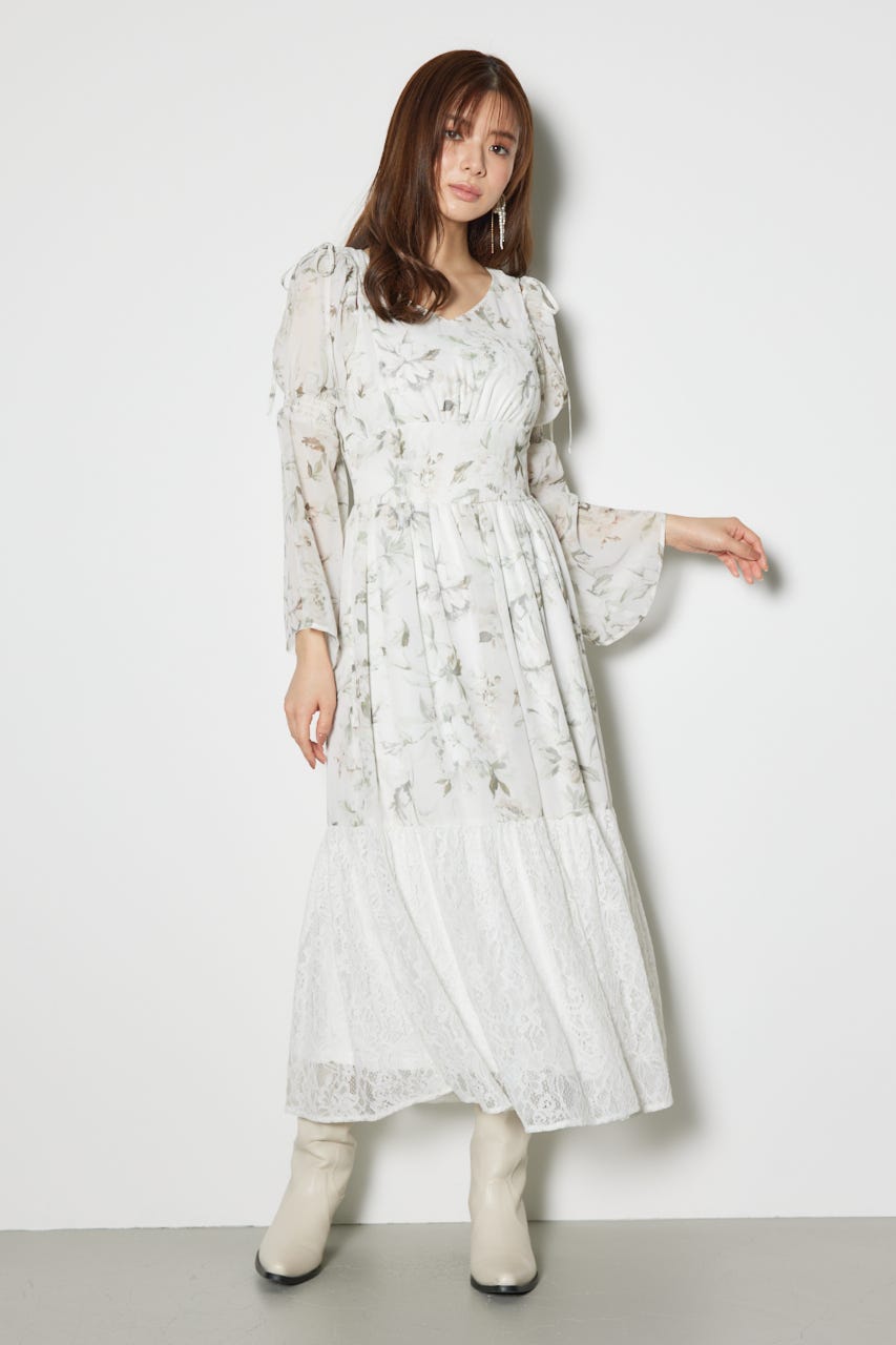 2WAYレースドッキングフレアワンピース WHT S