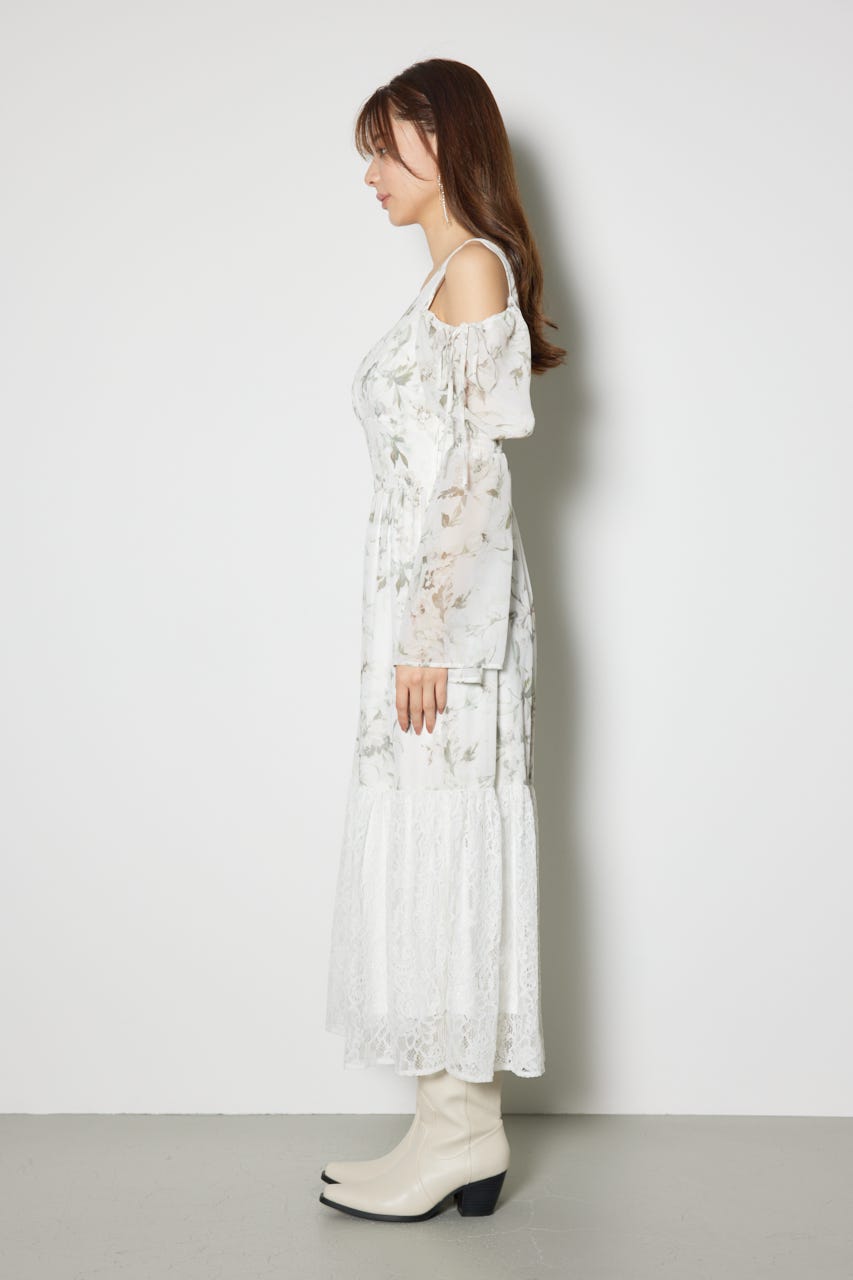 2WAYレースドッキングフレアワンピース WHT S