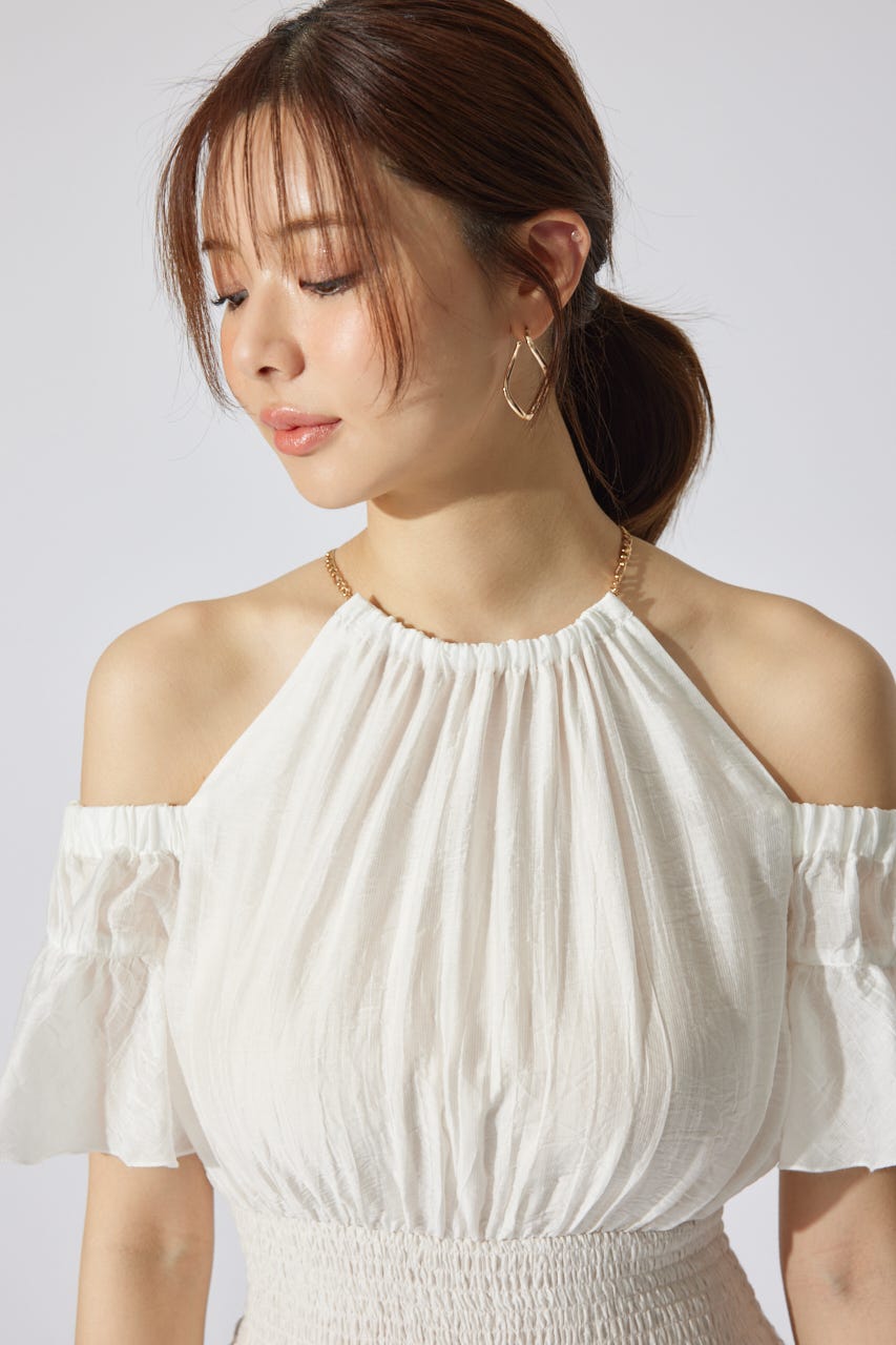 【AKB48 秋山由奈さん着用】2WAYホルターネックロンパース WHT M